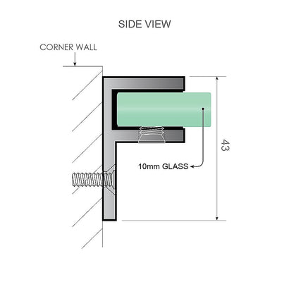 Glass-to-wall/floor Shower Screen F-bracket in Chrome-1