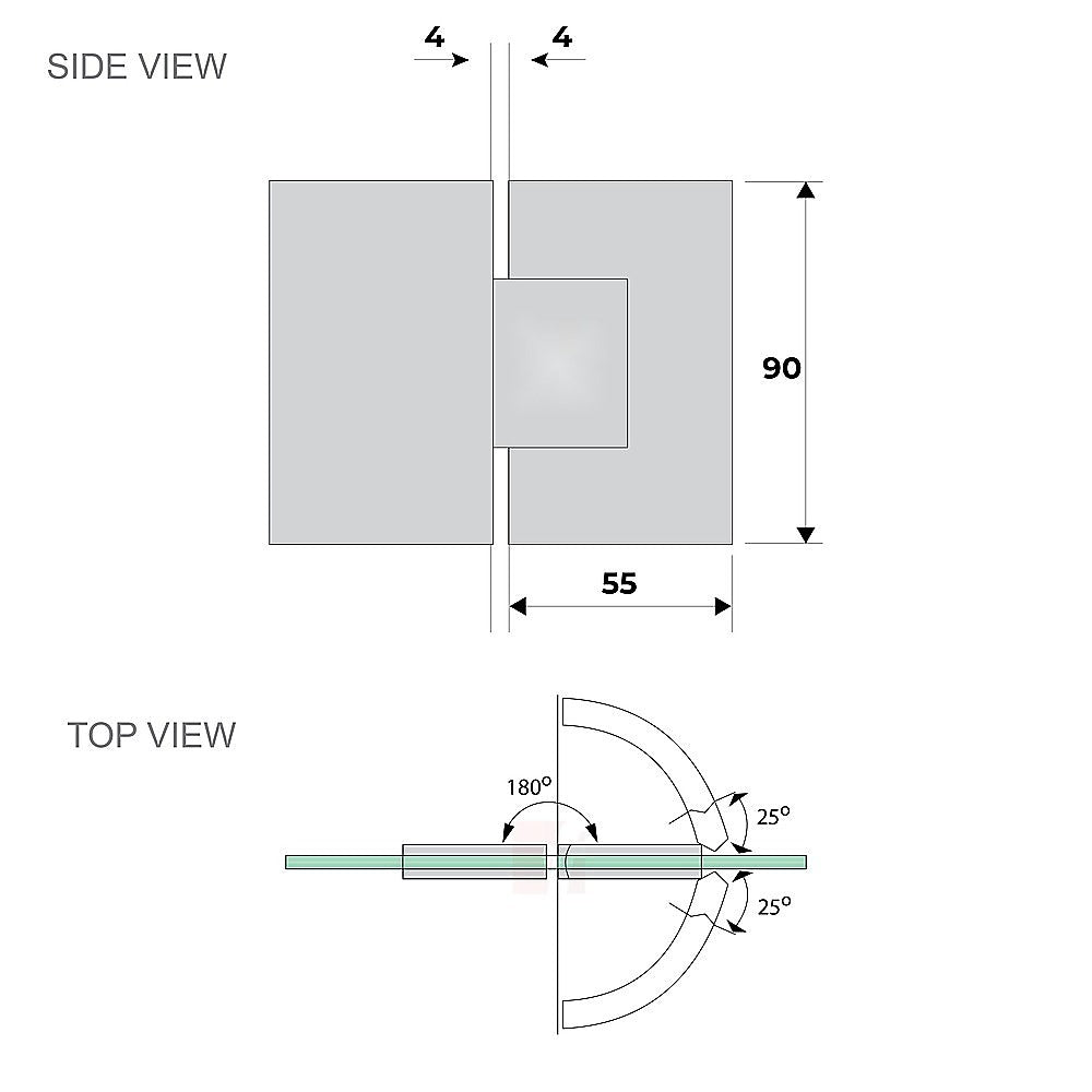 180° Stainless steel Glass-to-Glass Shower Door Hinge in Black-5