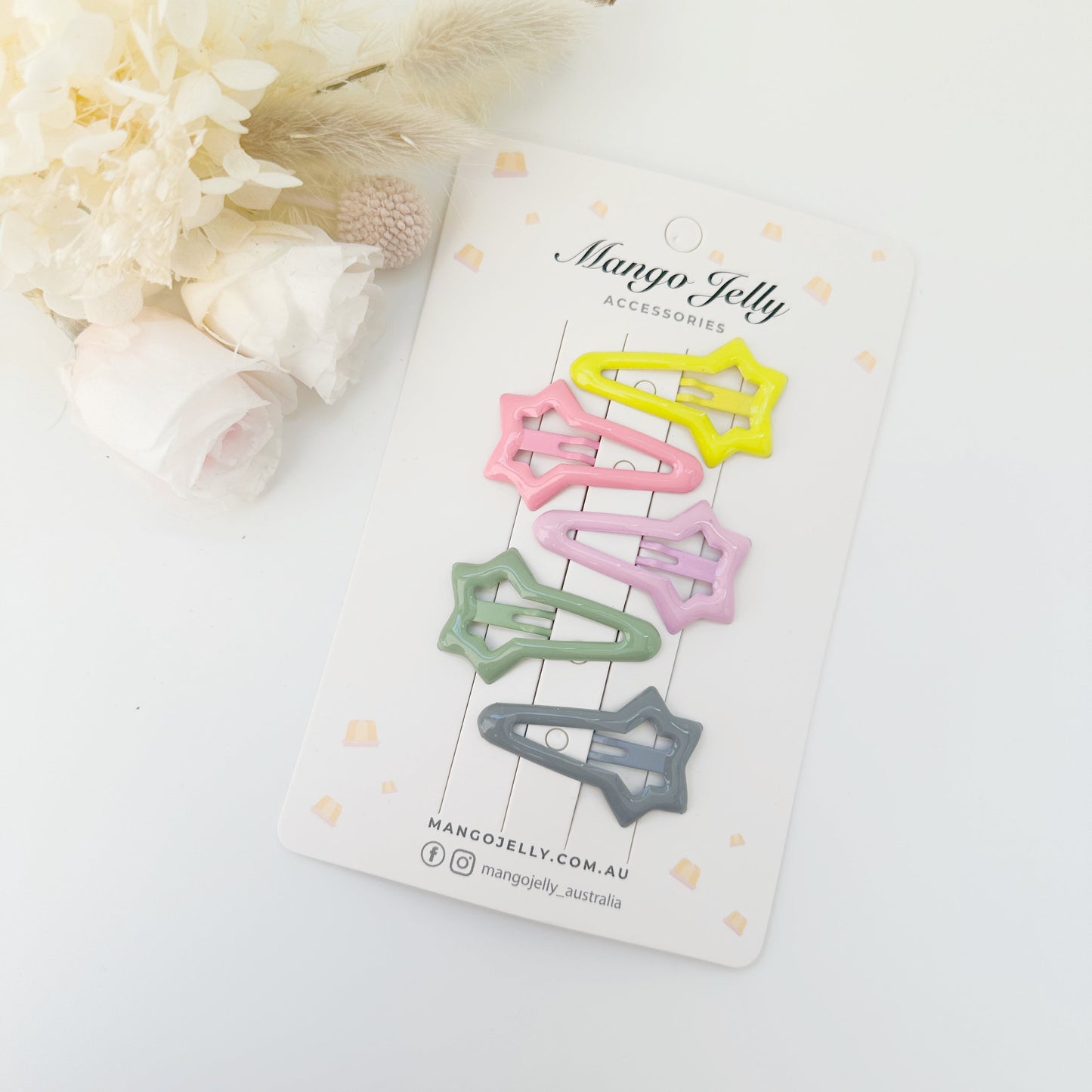 MANGO JELLY Butter Cream Hair Clips Collection - Candy Shooting Stars - Twin Pack-0