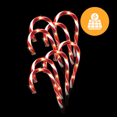 Solar Candy Cane Path Lights – 8 Pack, 32cm-0