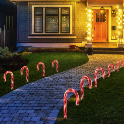 Solar Candy Cane Path Lights – 8 Pack, 32cm-1