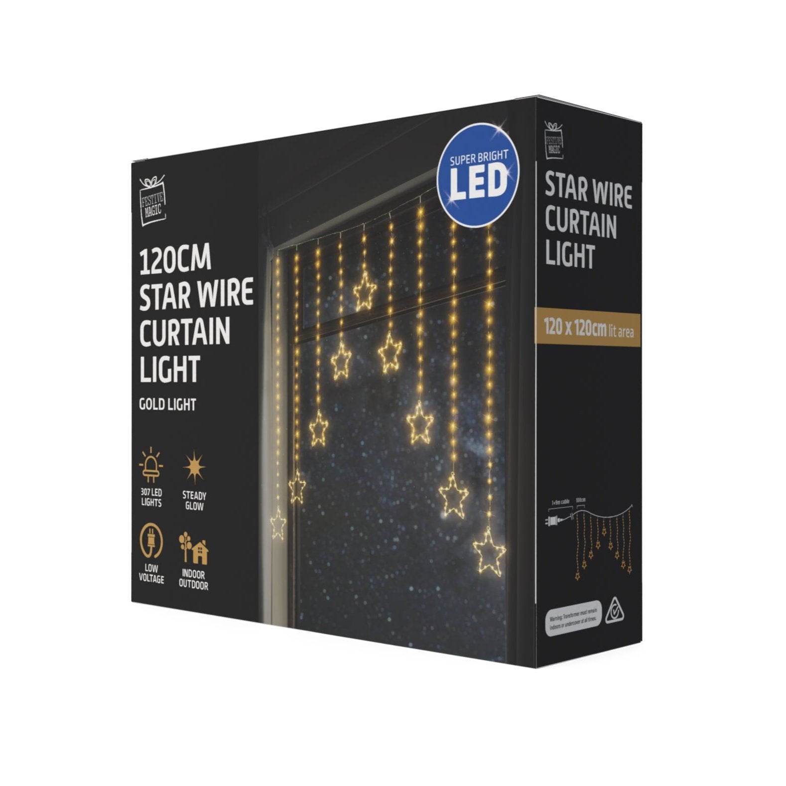 LED Wire Star Curtain Gold Lights-2