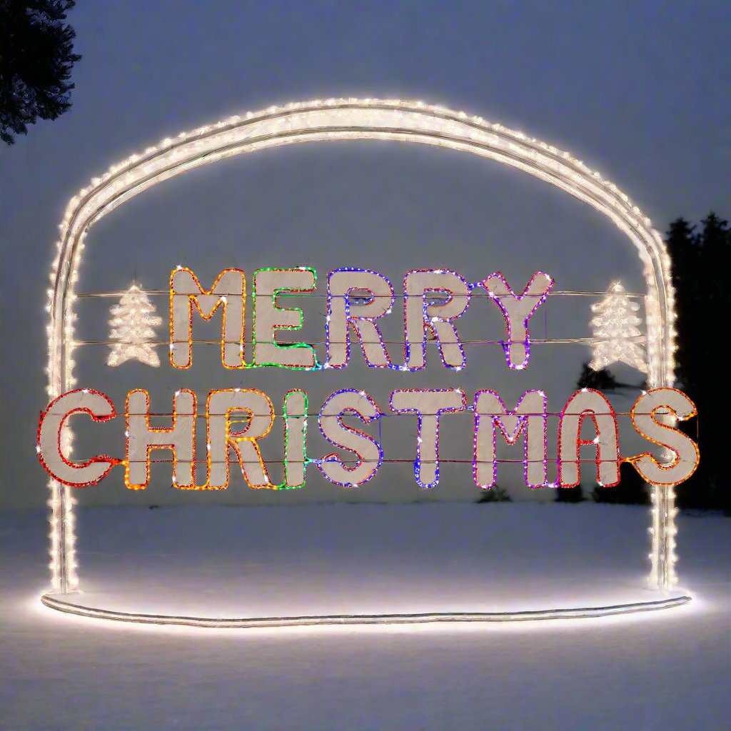 LED Merry Christmas Banner Ropelight Rainbow 270cm-1