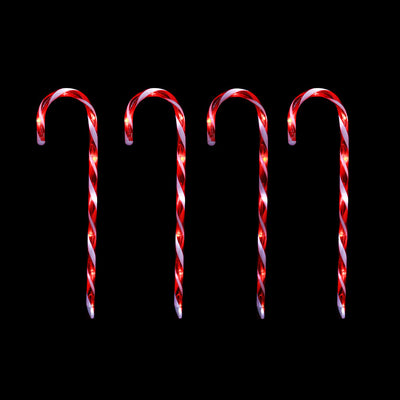 LED Timer Candy Cane Stakes Battery Operated 4pk 58cm-0