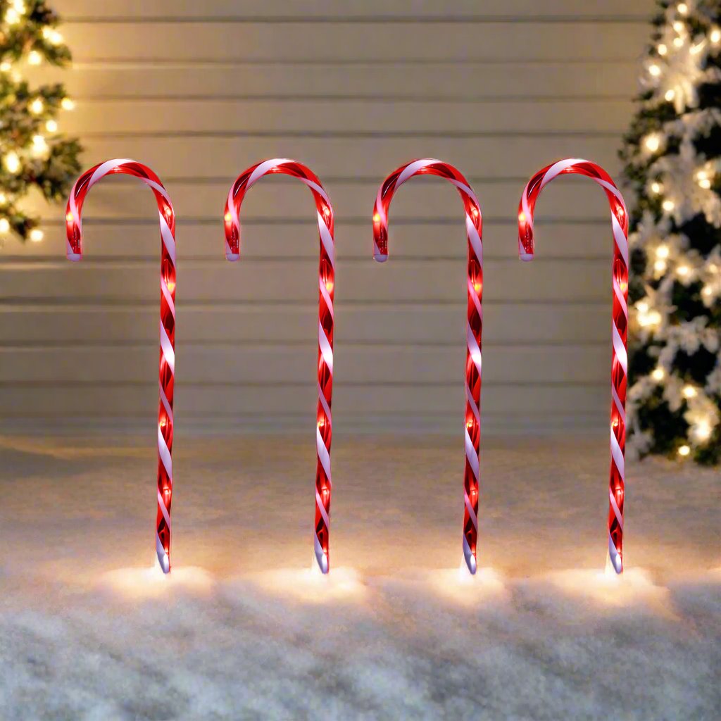 LED Timer Candy Cane Stakes Battery Operated 4pk 58cm-1