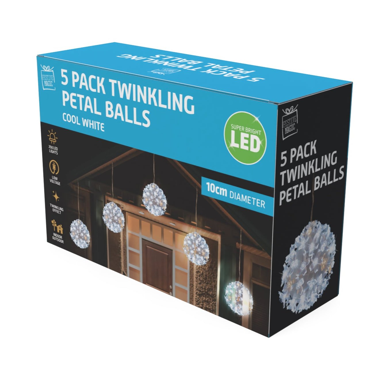 LED Twinkle Petal Balls 10cm 5-Pack Cool-Warm White or Multicolor - Warm-Cool White-6