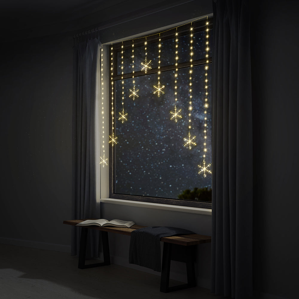 LED Snowflakes Curtain Lights avialable in 2 Colors - Warm White-2