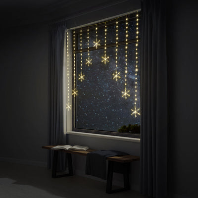 LED Snowflakes Curtain Lights avialable in 2 Colors - Warm White-1