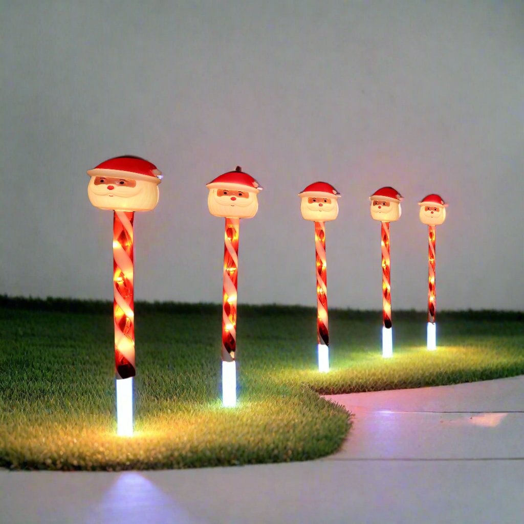 LED Candy Path Lights 5pk Santa or Snowflake - Snowflake-4