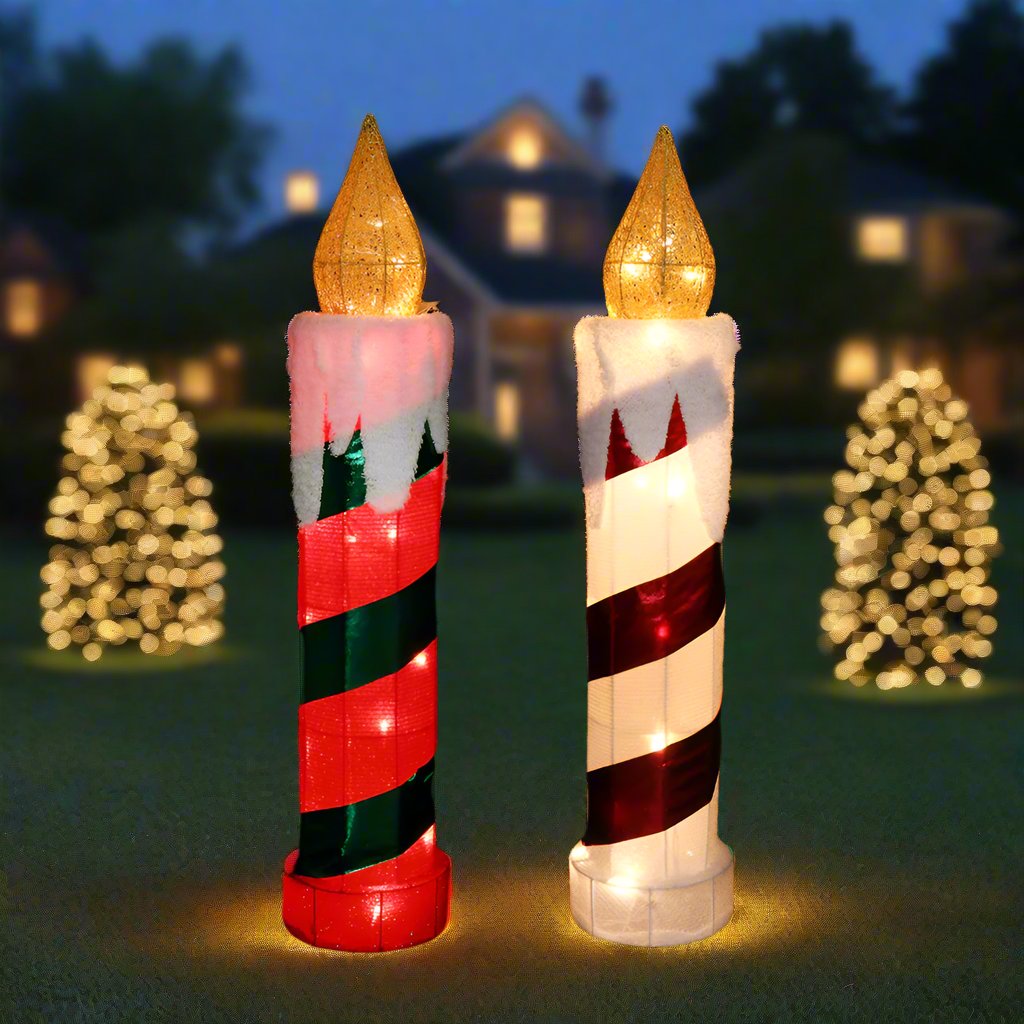 LED Tinsel Candle 77cm Twinkle, available in 2 Colors - Red & Green-0