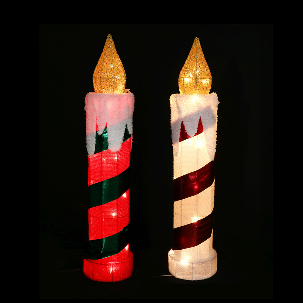 LED Tinsel Candle 77cm Twinkle, available in 2 Colors - Red & Green-1