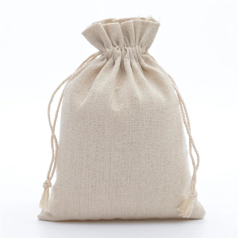 10-Piece Cotton Linen Drawstring Gift Bags-1