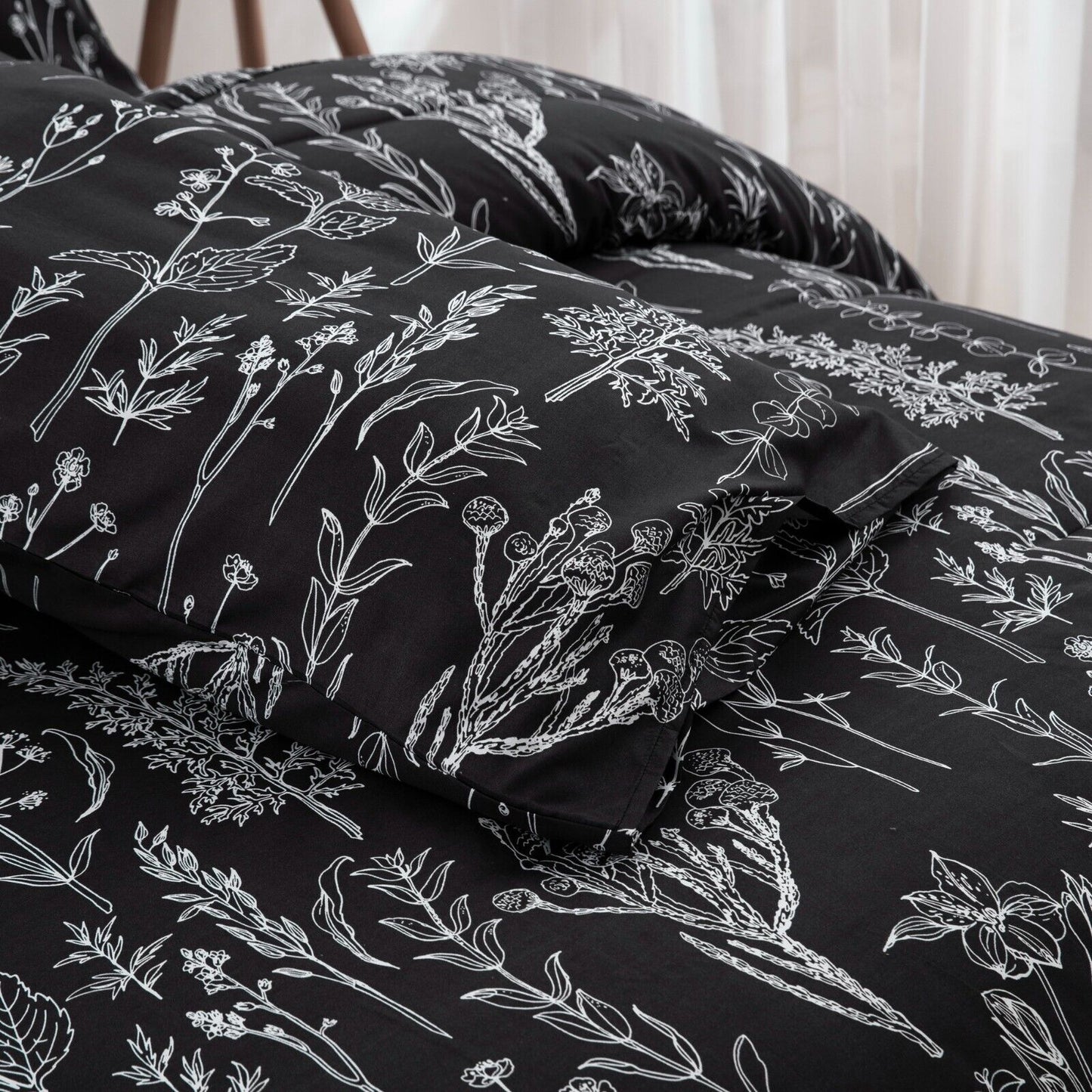 Floral Leaves Comforter Set, King Size, Microfiber Quilted Bedding with Pillowcase-7