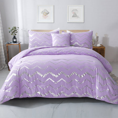 Soft Purple Comforter Set, King Size, Cozy 3-Piece Bedding with Pillowcases-0