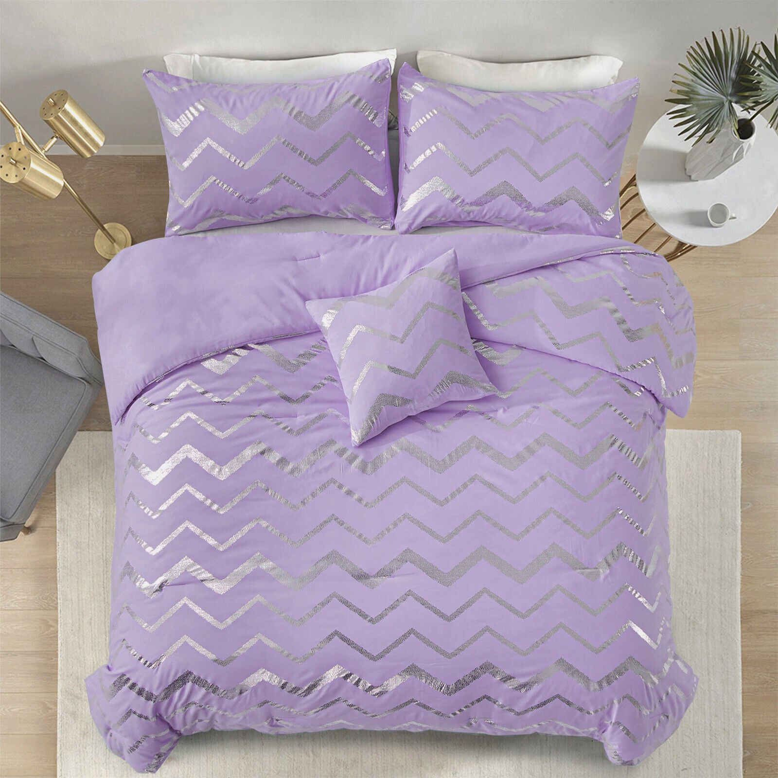 Soft Purple Comforter Set, King Size, Cozy 3-Piece Bedding with Pillowcases-1