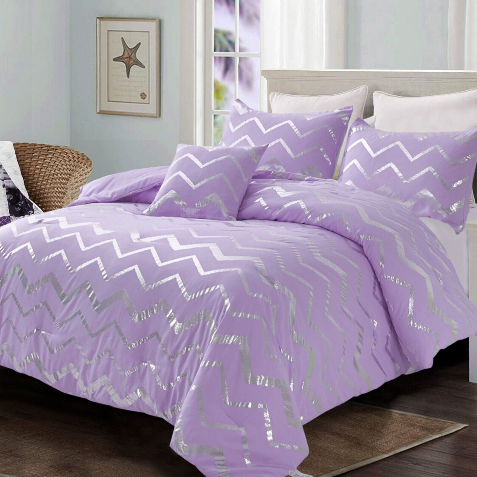 Soft Purple Comforter Set, King Size, Cozy 3-Piece Bedding with Pillowcases-2