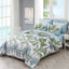 Soft Floral Leaf Comforter Set, King Size, Deluxe Quilted Bedding with Pillowcases-1