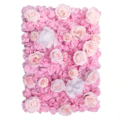 Artificial Flower Wall Backdrop Panel 40cm X 60cm Mixed White & Cream & Pink Flowers-0