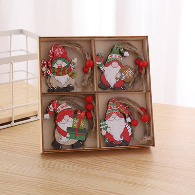 3 boxe style a set New Christmas Decorations, Small Wooden Pendants, Christmas Tree Decorations, 12 Wooden Box Packaging Pendants-0