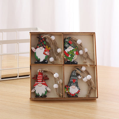 3 boxe style a set New Christmas Decorations, Small Wooden Pendants, Christmas Tree Decorations, 12 Wooden Box Packaging Pendants-1