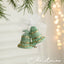 Green Glitter Christmas Bell Ornaments with White Bow - Hanging Holiday Decoration 5 pieces-0