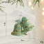 Green Glitter Christmas Bell Ornaments with White Bow - Hanging Holiday Decoration 5 pieces-1