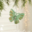 Green Glitter Butterfly Christmas Ornament with Gold Accents - Hanging Holiday Decoration 5 pieces-1