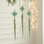 Green Glitter Icicle Christmas Ornaments with Star Tops - Set of 3 Hanging Decorations（5 set in total）-0