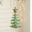 Green Glitter Christmas Tree Ornament with Gold Star Top - Hanging Festive Decoration 5 pieces-0