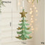 Green Glitter Christmas Tree Ornament with Gold Star Top - Hanging Festive Decoration 5 pieces-1