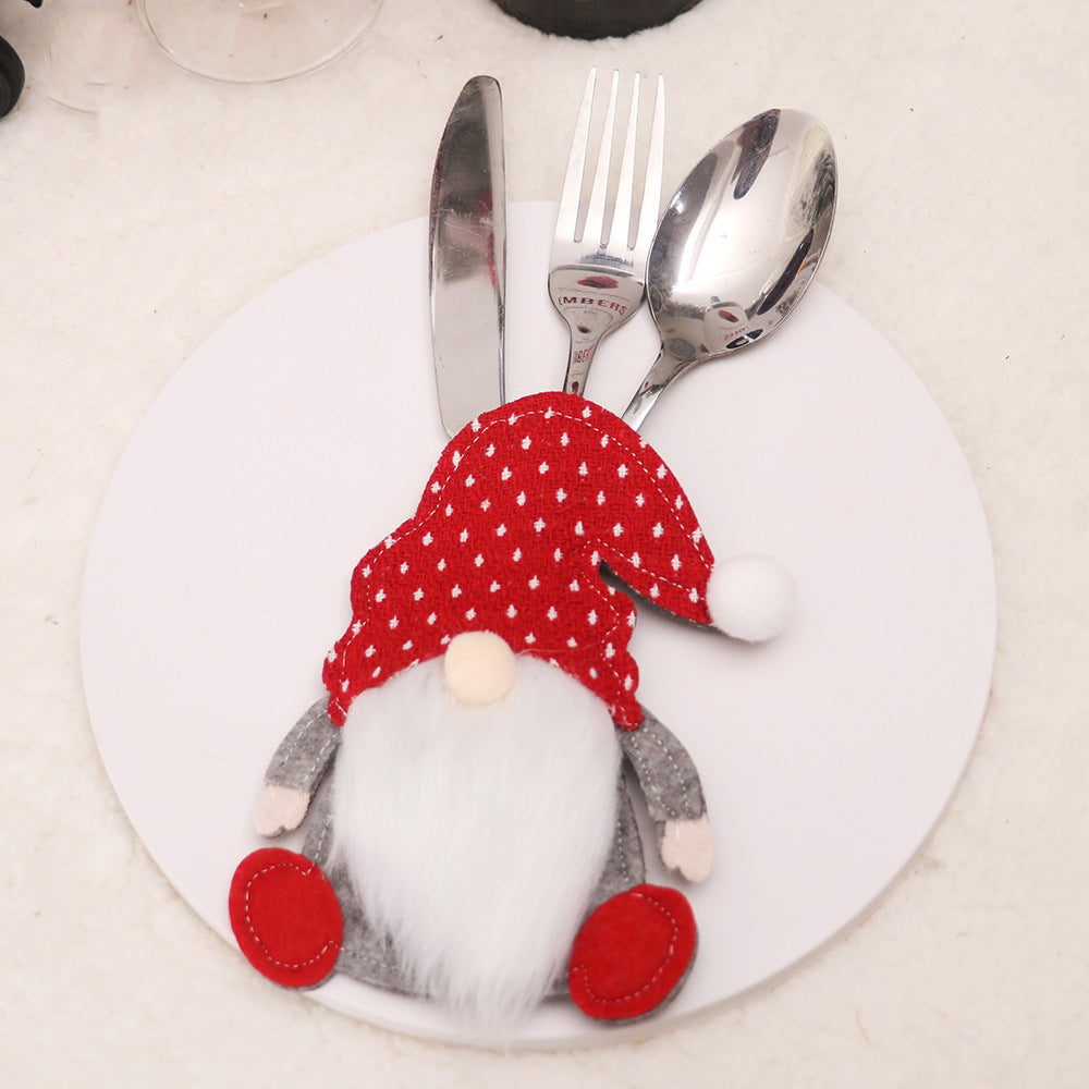 Christmas Gnome Cutlery Holder - Festive Silverware Bag for Holiday Table Decor 10 pieses-0