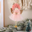 Gold and White Angel Ornament with Bells and Glitter Wings - Christmas Hanging Decoration 16*10*5cm Pink colour (5 pieces)-0