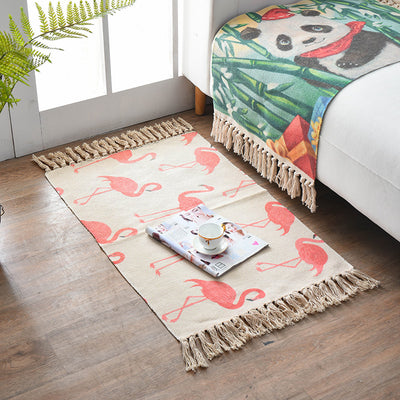 Bohemian Cotton Area Rug with Tassels - Geometric Pattern, Decorative Floor Mat 60*90cm-1