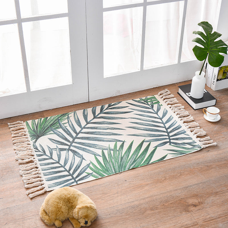 Bohemian Cotton Area Rug with Tassels - Geometric Pattern, Decorative Floor Mat 60*90cm-0