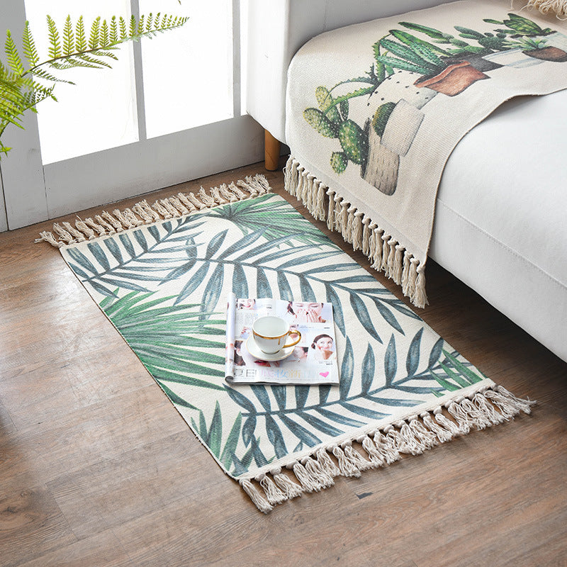 Bohemian Cotton Area Rug with Tassels - Geometric Pattern, Decorative Floor Mat 60*90cm-1