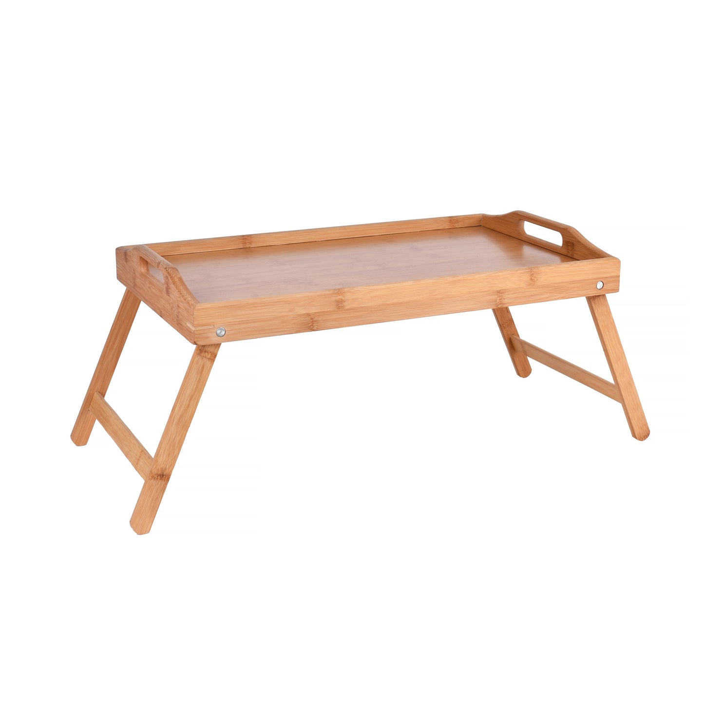 2 x Bamboo Bed Table Breakfast/Snack Serving Tray with Foldable Legs-3