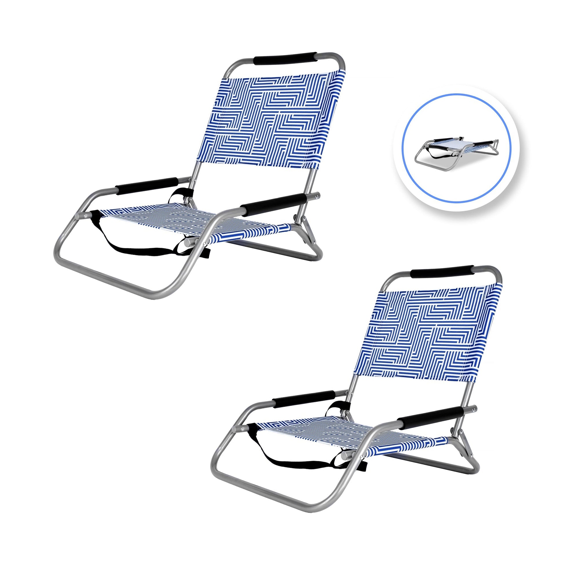 2pc Lazy Dayz Foldable Beach Chair - Makena-0