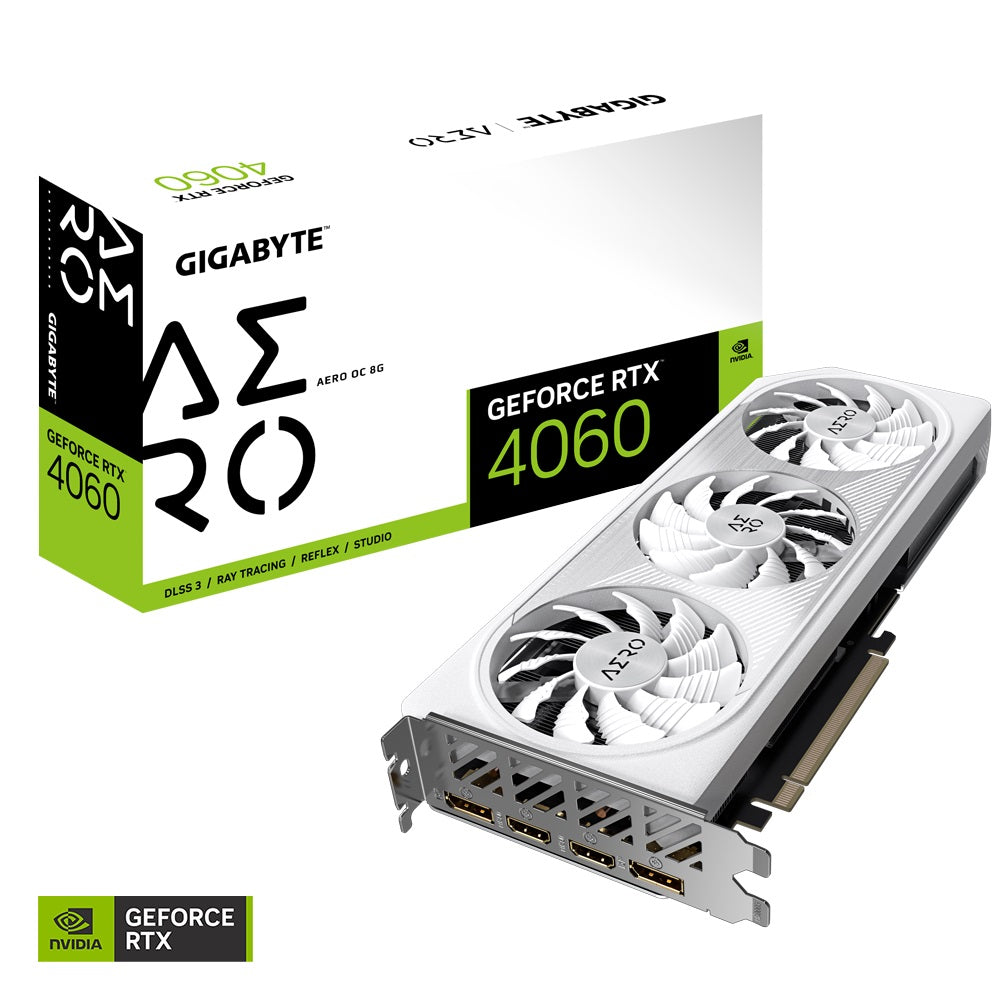 Gigabyte nVidia GeForce RTX 4060 AERO OC-8GD 1.0 GDDR6 Video Card, PCI-E 4.0, TBD Core Clock, 2x DP 1.4a, 2x HDMI 2.1a-0