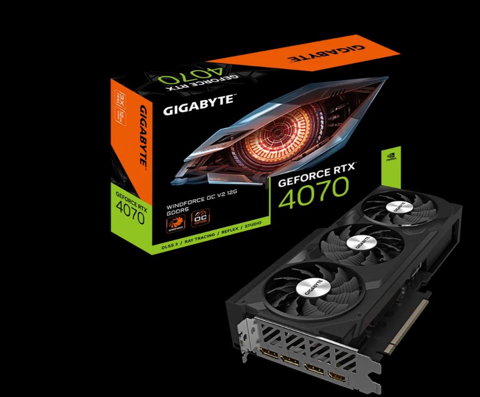 Gigabyte nVidia GeForce RTX 4070 WINDFORCE OC V2 12G GDDR6 Video Card, PCI-E 4.0, 2490MHz Core Clock, 3x DP 1.4a, 1x HDMI 2.1-0