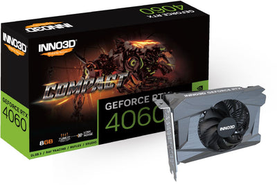 INNO3D nVidia GeForce RTX 4060 COMPACT 8G GDDR6, 2460MHz Boost Clock, RAM17Gbps, 3xDP, HDMIx1, 155x122x39mm (4060)-0