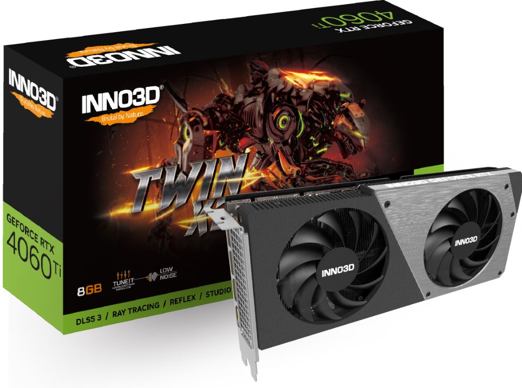 INNO3D nVidia GeForce RTX 4060 Ti 8GB TWIN X2 GPU 8GB GDDR6, 2535MHz Boost Clock, RAM 18Gbps, 3xDP, 1xHDMI, 250x118x 42mm (4060TI)-0