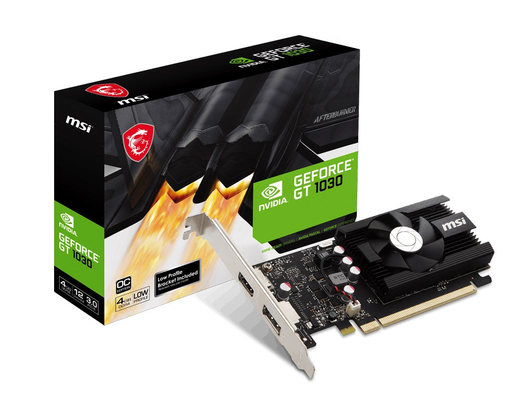 MSI nVidia GeForce GT 1030 4GD4 LP OC Video Card, PCI-e 3.0, 1430 MHz Boost Clock,  1x HDMI 2.0, 1x 1.4a-0