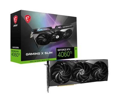 MSI nVidia GeForce RTX 4060 Ti GAMING X SLIM 16G Video Card  2670 MHz Boost Clock, 16GB GDDR6,DisplayPort x 3 (v1.4a),HDMI x 1-0