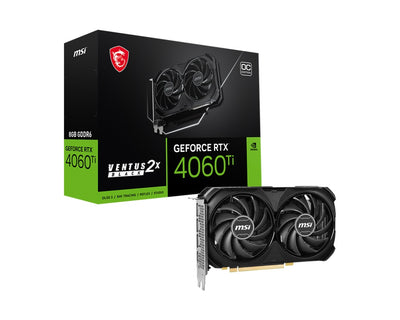 MSI nVidia GeForce RTX 4060 Ti VENTUS 2X BLACK 8G OC Video Card  2580 MHz Boost Clock, 8GB GDDR6,DisplayPort x 3 (v1.4a),HDMI x 1-0