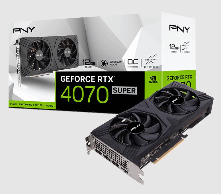 PNY GeForce RTX™ 4070 SUPER 12GB VERTO™ Dual Fan Overclocked Edition DLSS 3-0