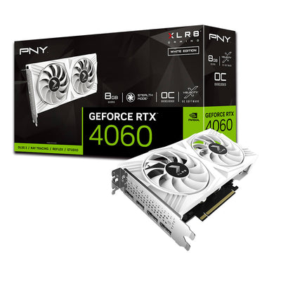 PNY GeForce RTX™ 4060 8GB OC XLR8 VERTO DF White Edition /Clock Speed 1830MHz /Boost Speed 2475MHz/ Memory Size 8GB GDDR6-0