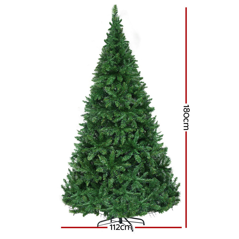 Jingle Jollys Christmas Tree 1.8m LED Xmas Tree Decorations 874 Tips-1