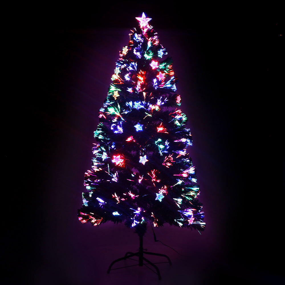 Jingle Jollys 1.2m Christmas Tree Optic Fibre LED Xmas tree Multi Colour-0