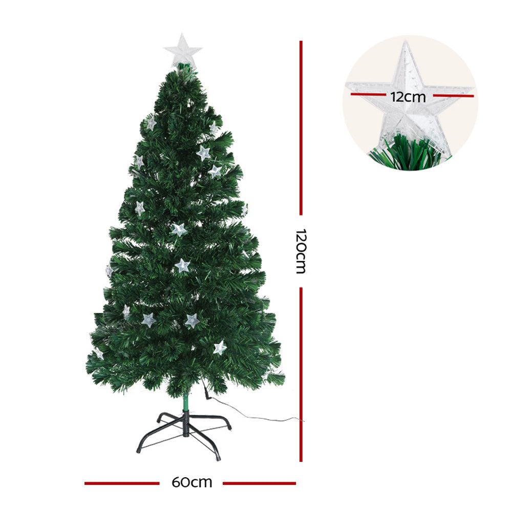 Jingle Jollys 1.2m Christmas Tree Optic Fibre LED Xmas tree Multi Colour-1