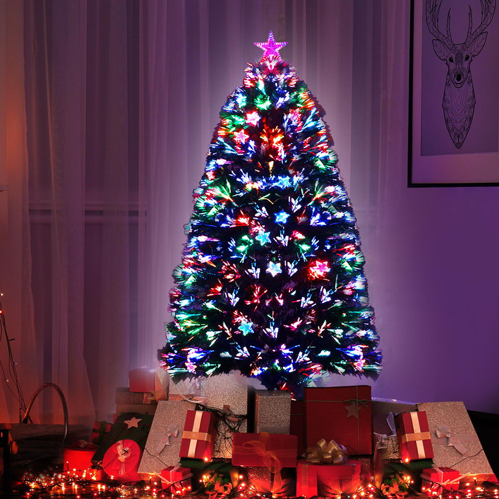 Jingle Jollys 1.2m Christmas Tree Optic Fibre LED Xmas tree Multi Colour-6